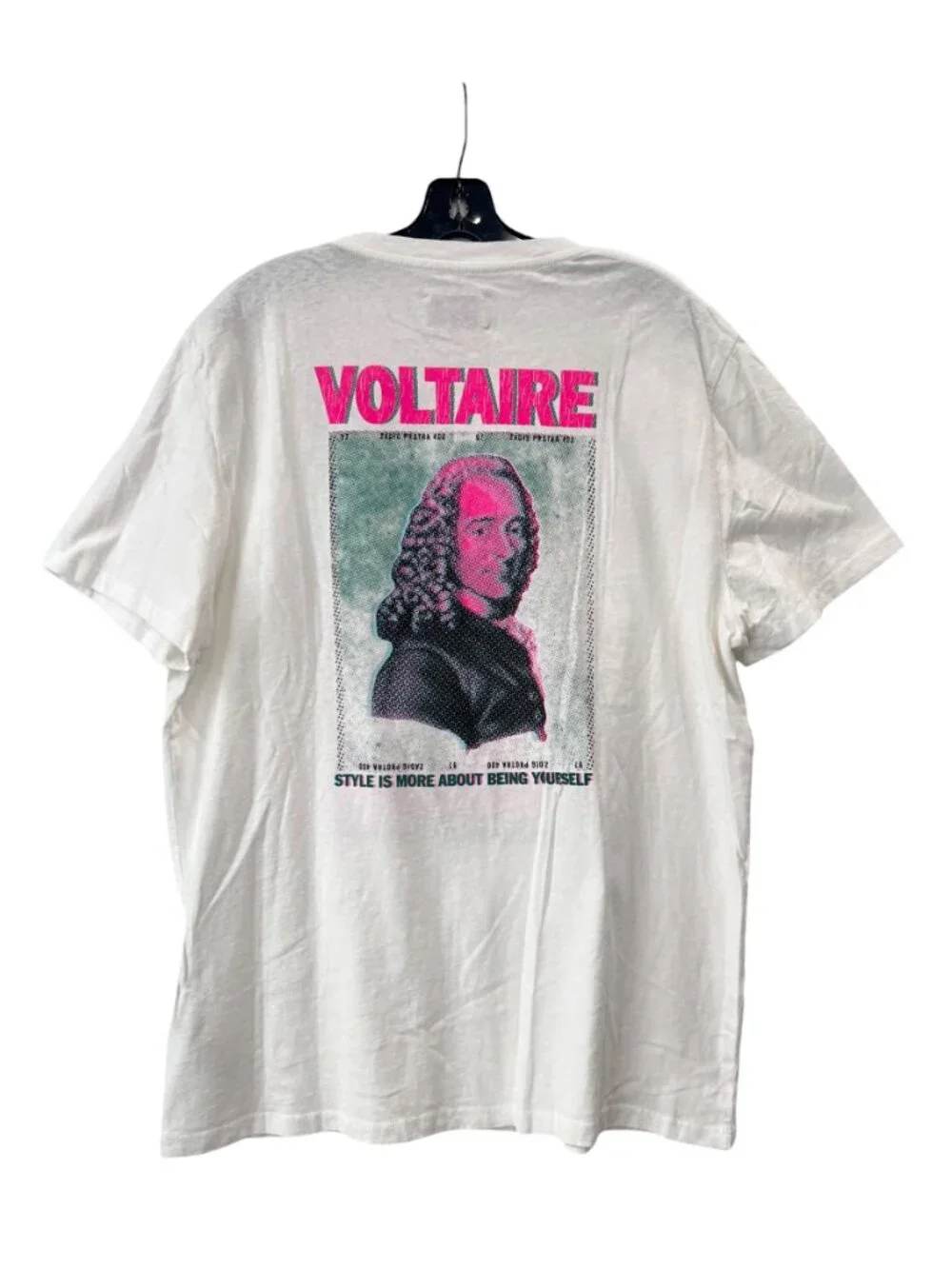 $175 NWT Zadig & Voltiare White Ted Graphic Happy Mouth Tee Shirt size XL - Picture 3 of 7